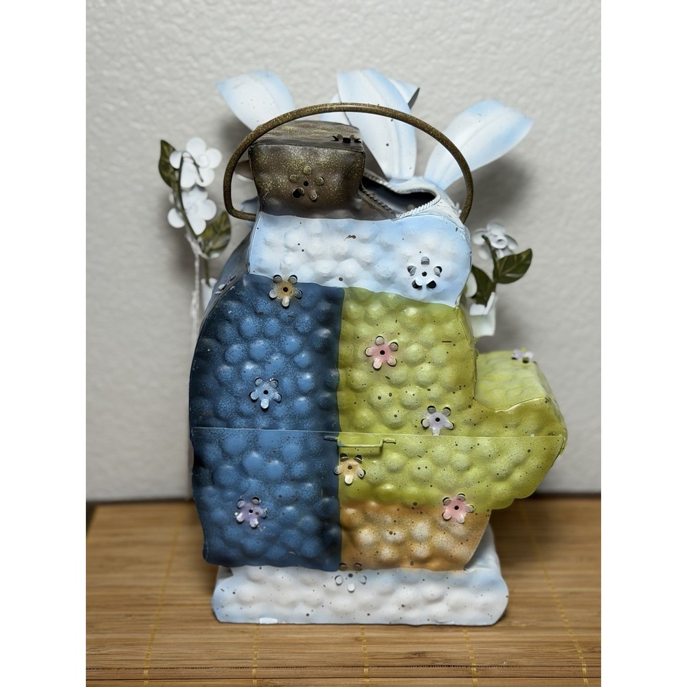 Vintage Home Interiors Metal Bunny Couple Easter Tea Light Luminary Lantern - Picture 8 of 8